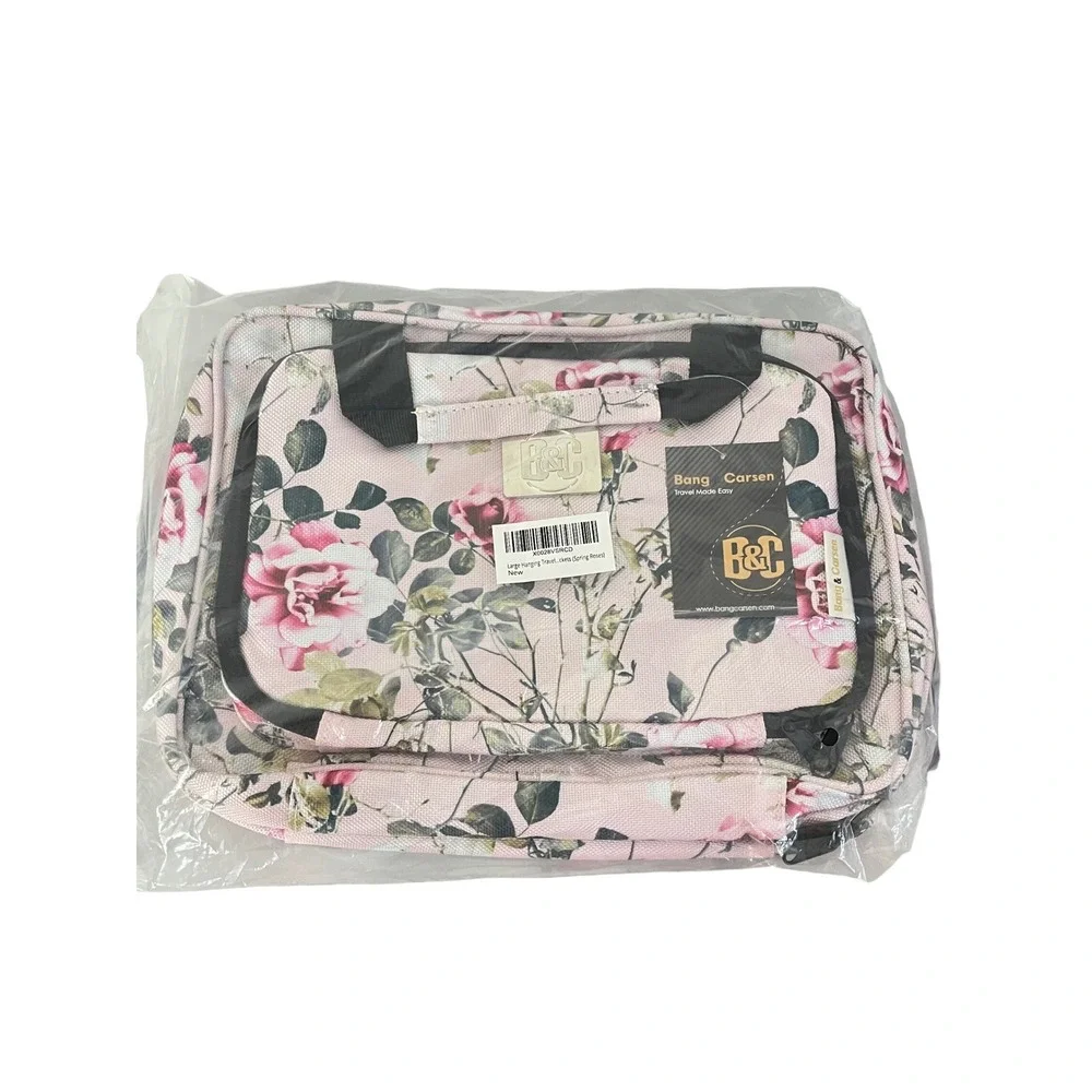 Bang & Carsen Hanging‎ Travel Toiletry Bag Women Large Spring Roses Pink Floral